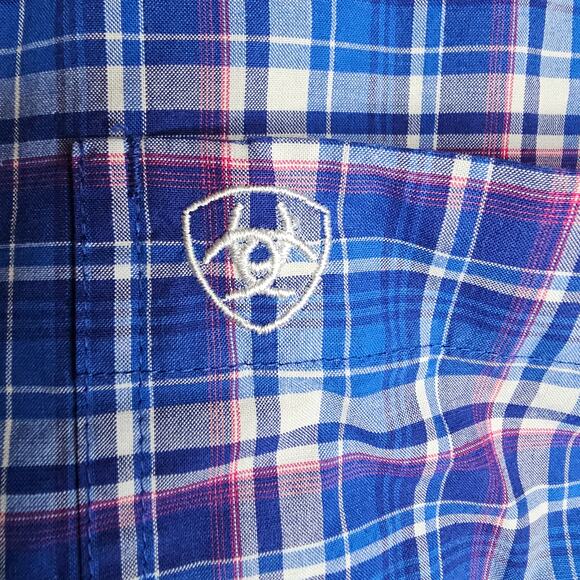 Ariat Pro Series L Blue plaid Buttondown Shirts. Work Casual Comfy Stylish Cool - Picture 14 of 16